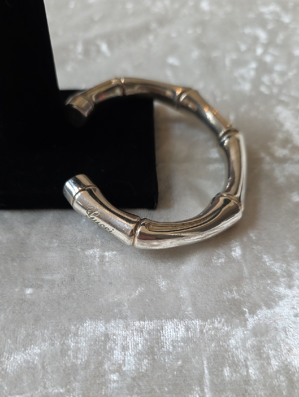 Gucci Vintage Sterling Silver Bamboo-Inspired Open Cuff Bracelet Size 21